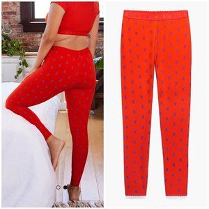 Savage X Fenty Cotton Jersey Leggings Pants Linking X Print Orange Size XS